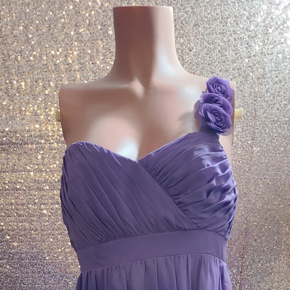 One shoulder Purple Dress.Formal: Wedding, Prom, Homecoming.